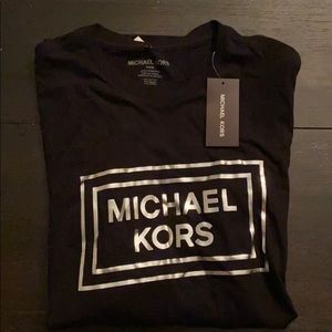 Black with silver lettering long sleeve shirt